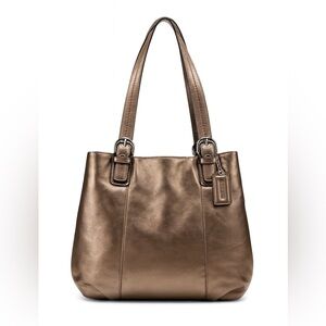 Coach SOHO Metallic Bronze Leather Shoulder Bag F17216 – Classic Tote Handbag